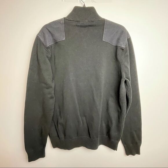 Men Michael Kors Solid Black pullover Tight Knit 3/4 Quarter Zip Sweater size L - Picture 10 of 12